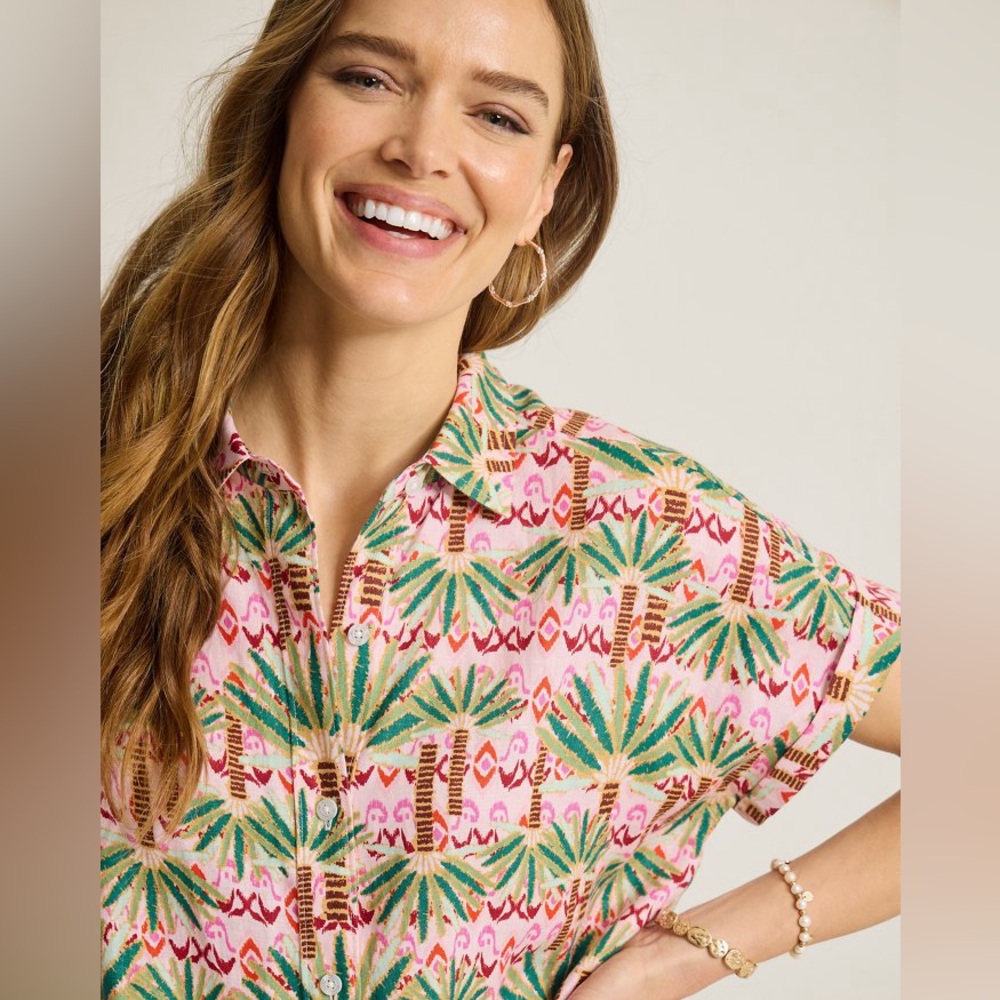 Tommy Bahama Coastalina Linen Palm Pointe Camp Shirt